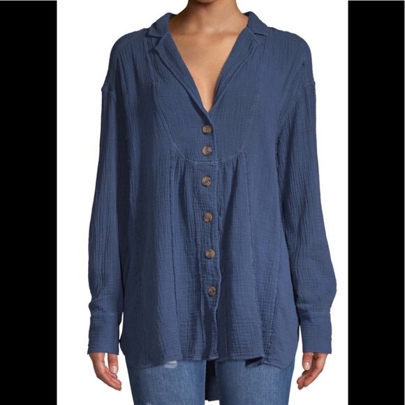 Free People All About The Feels Buttondown Top-Small - Picture 2 of 5